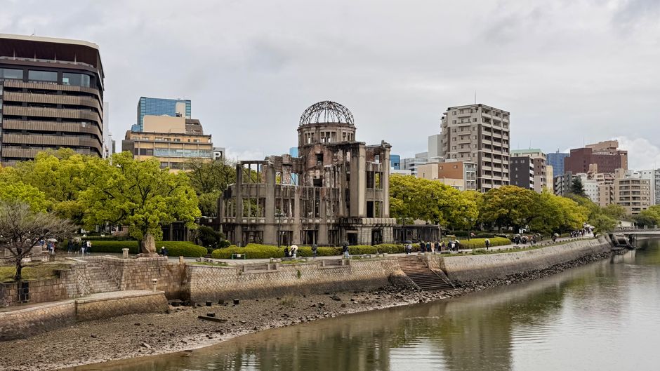 The Atomic Bomb Dome beside the river in Hiroshima