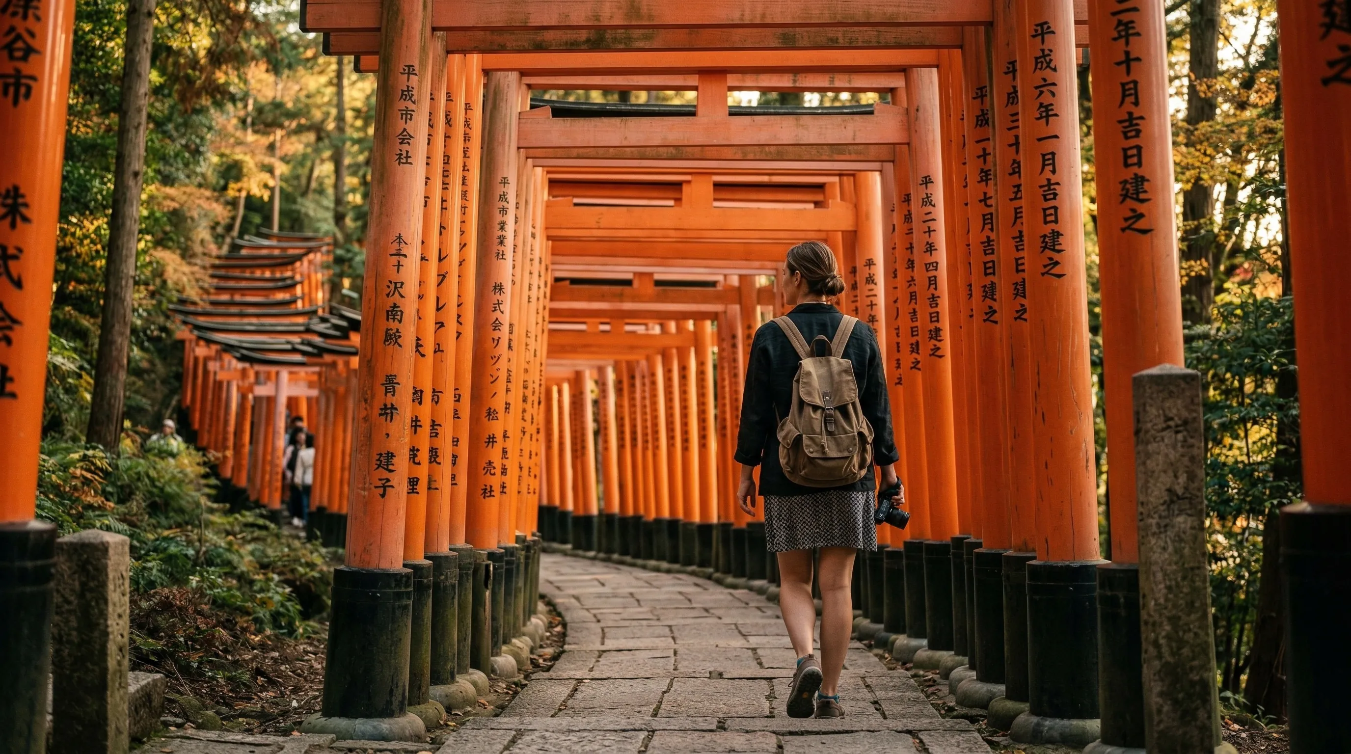 Fushimi-Inari torii tunnel at dawn