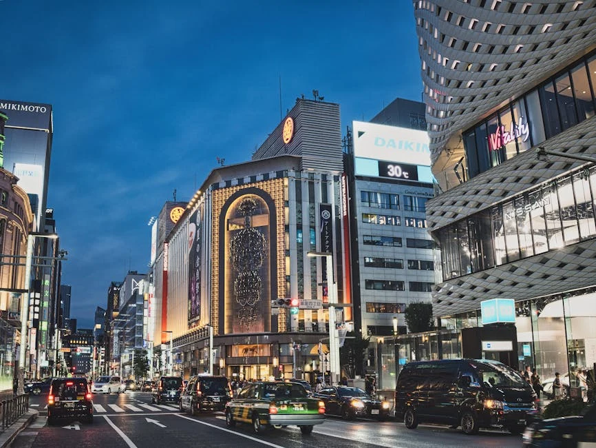 Ginza Chuo-dori main avenue at evening