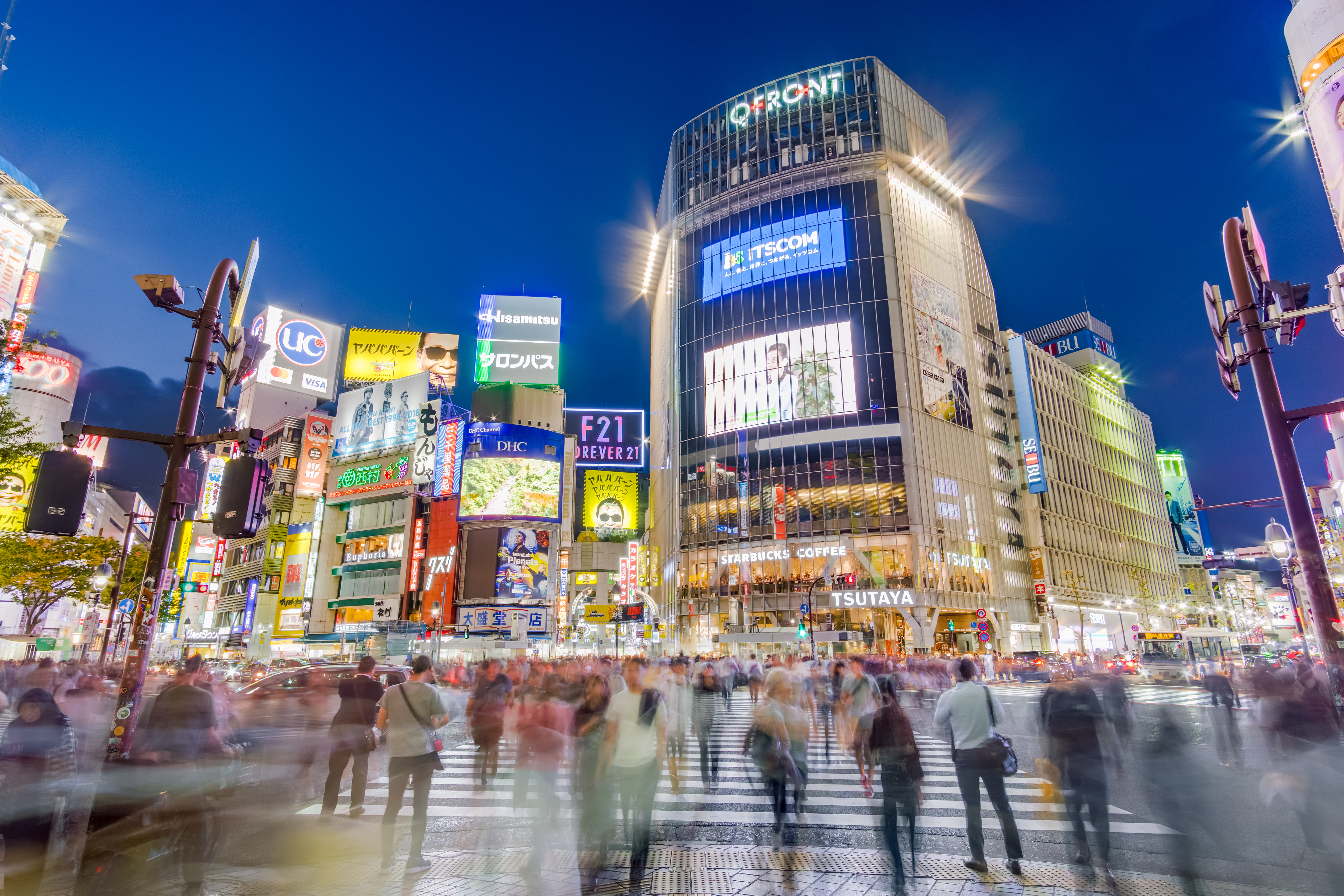 Shibuya Scramble Crossing at evening rush