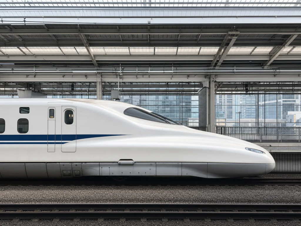 Shinkansen N700 series train at a Japanese station platform