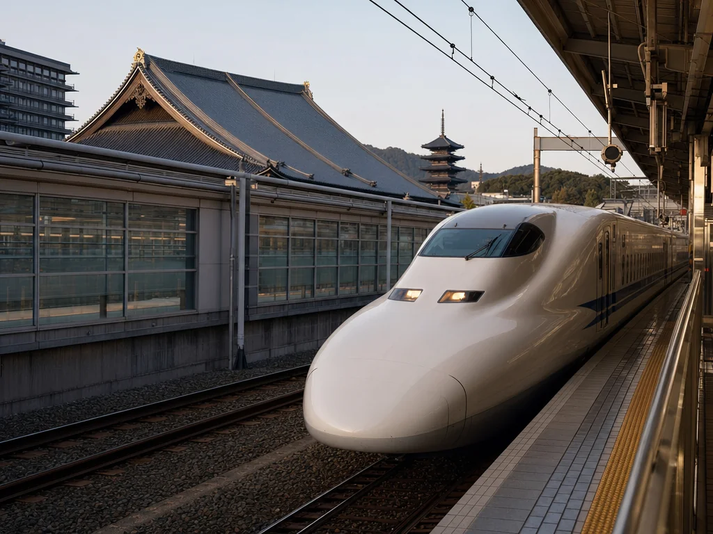 Shinkansen pulling into Kyoto Station