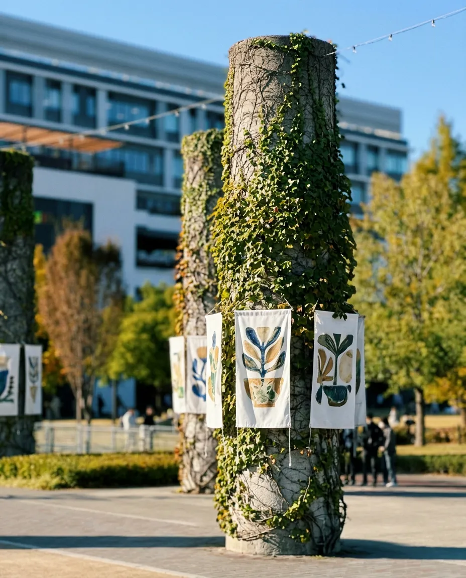 Peaceful ceramic art installations in Noritake Garden