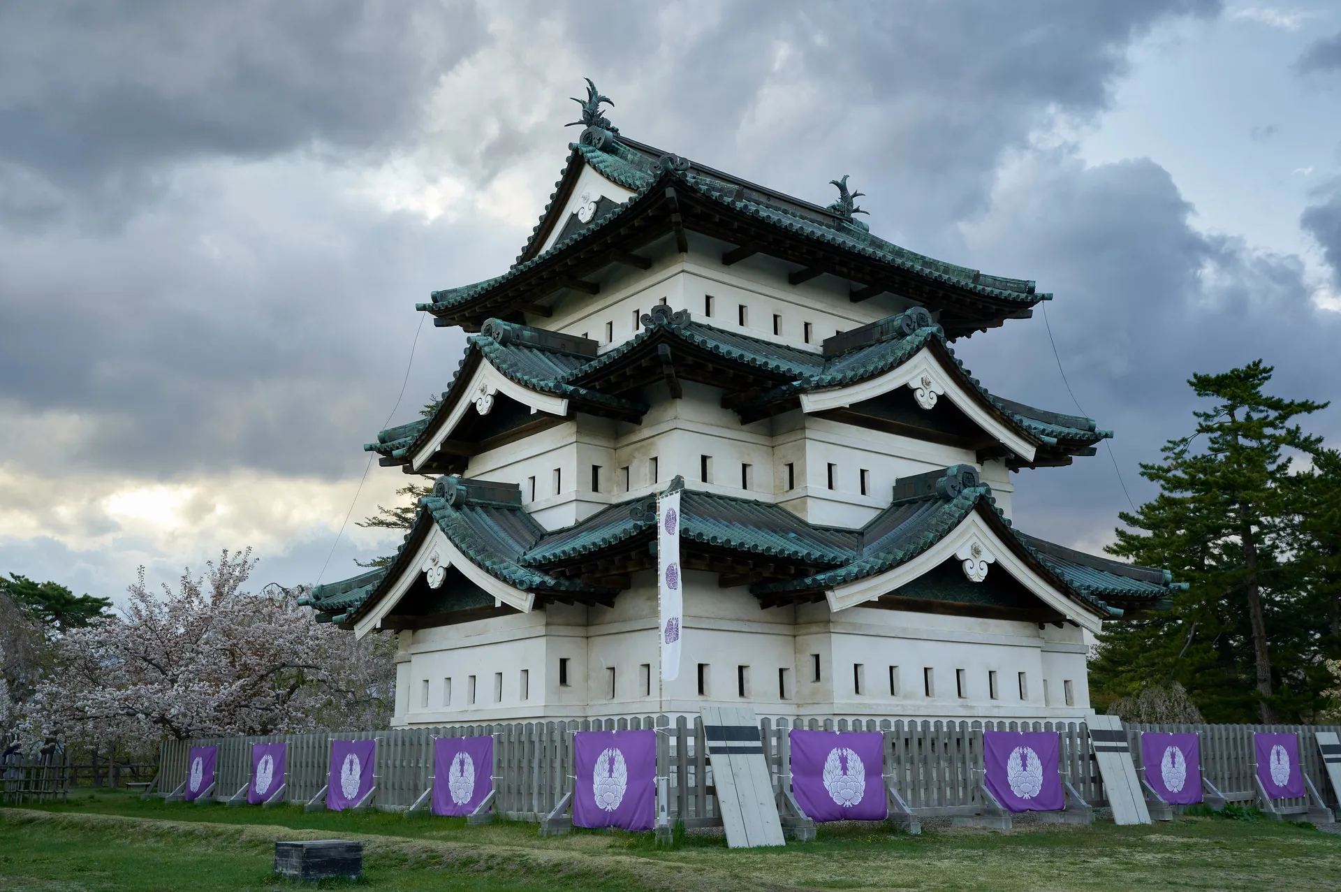 Hirosaki Castle surrounded by cherry blossoms in Aomori