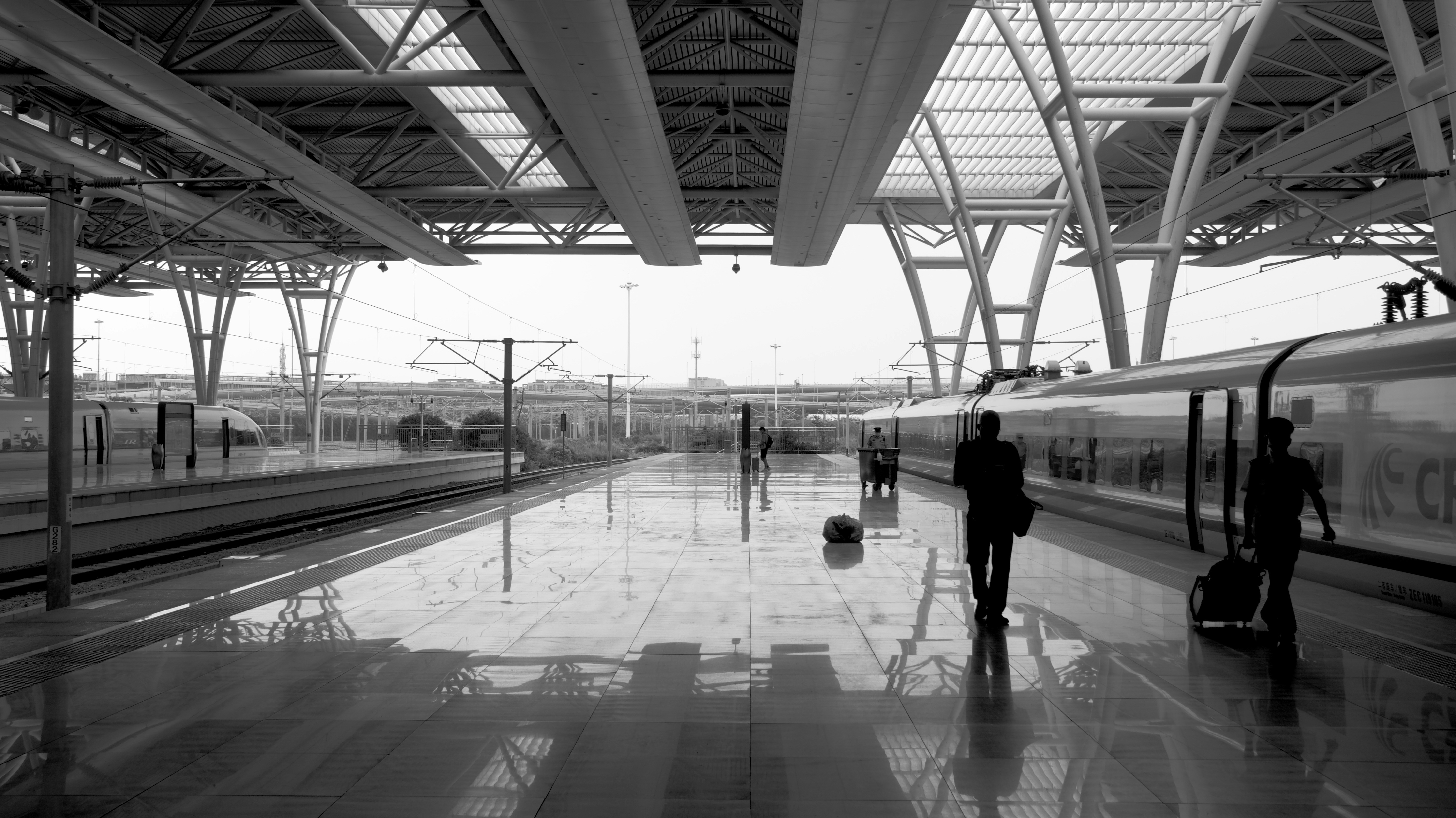 Airport express train boarding at the platform