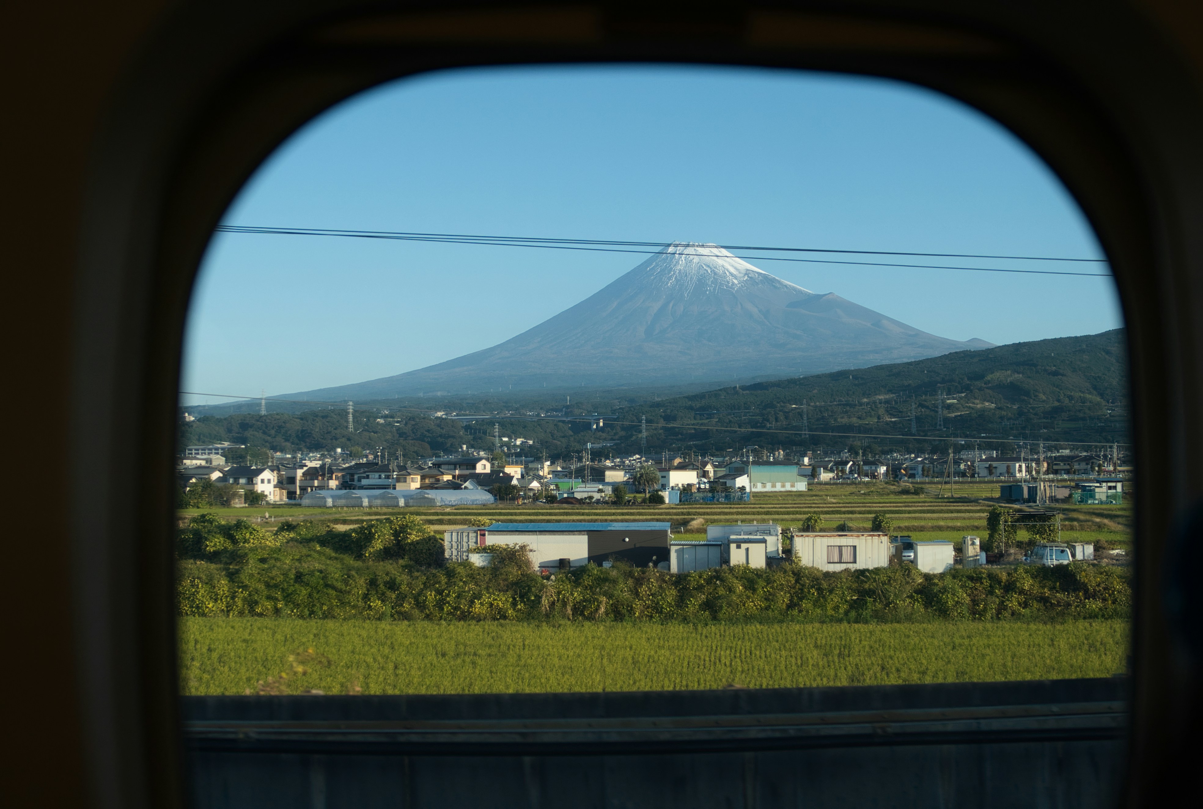 Shinkansen passing Mount Fuji on the Tokaido line