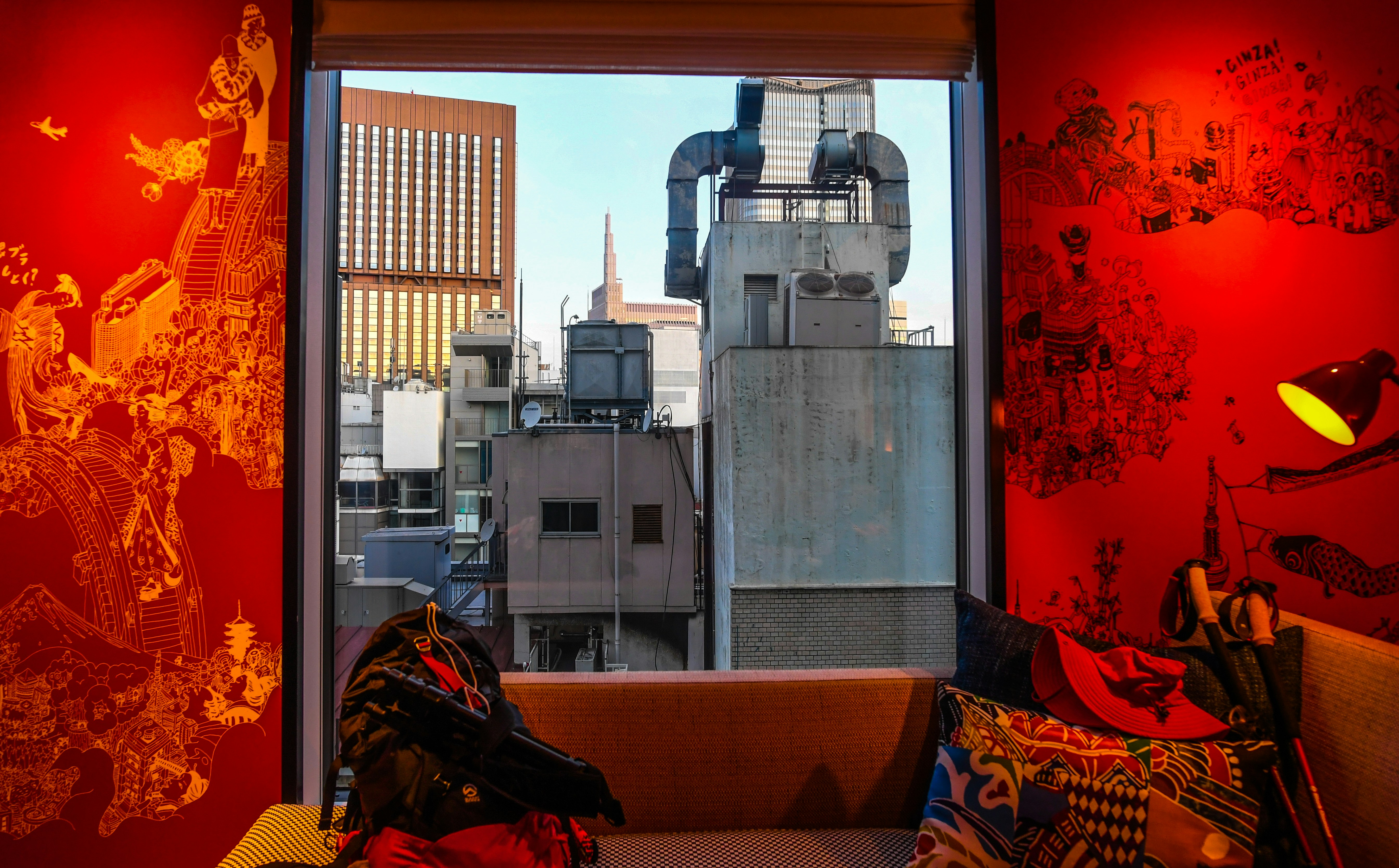 Tokyo hotel room with a night skyline view