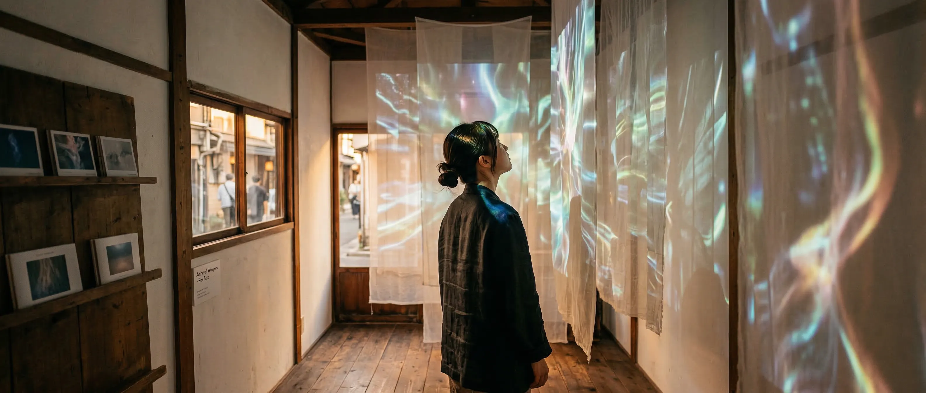 Intimate digital art installation in small Tokyo gallery
